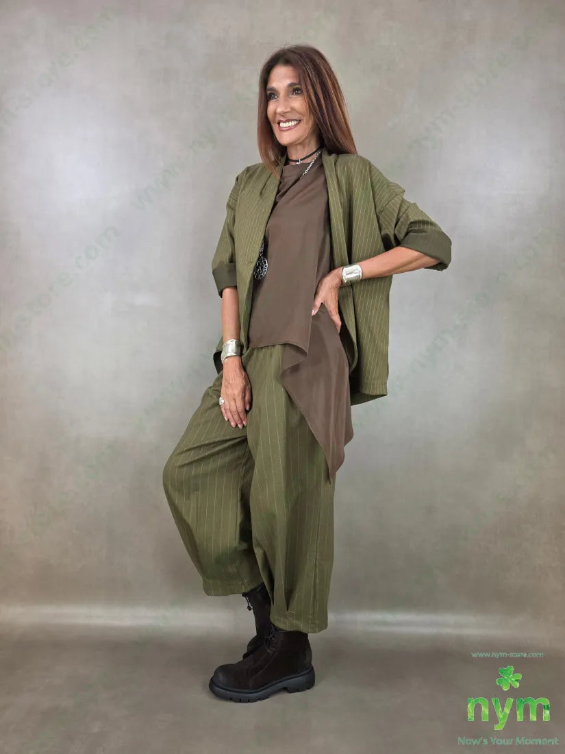 pantalone gessato wide pinces fondo 55vi41pl4ea - PANTALONE