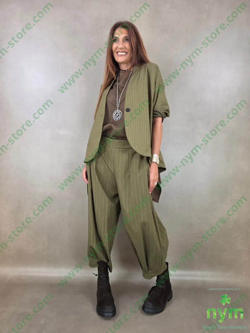 pantalone gessato wide pinces fondo 55vi41pl4ea - PANTALONE