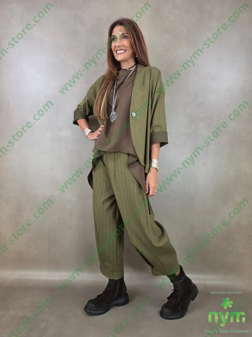 pantalone gessato wide pinces fondo 55vi41pl4ea - PANTALONE