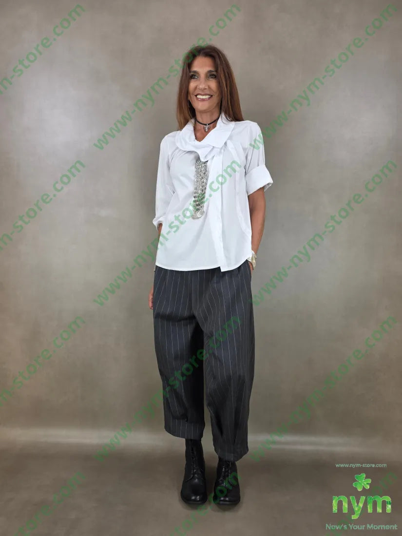 pantalone gessato wide pinces fondo 55vi41pl4ea - PANTALONE