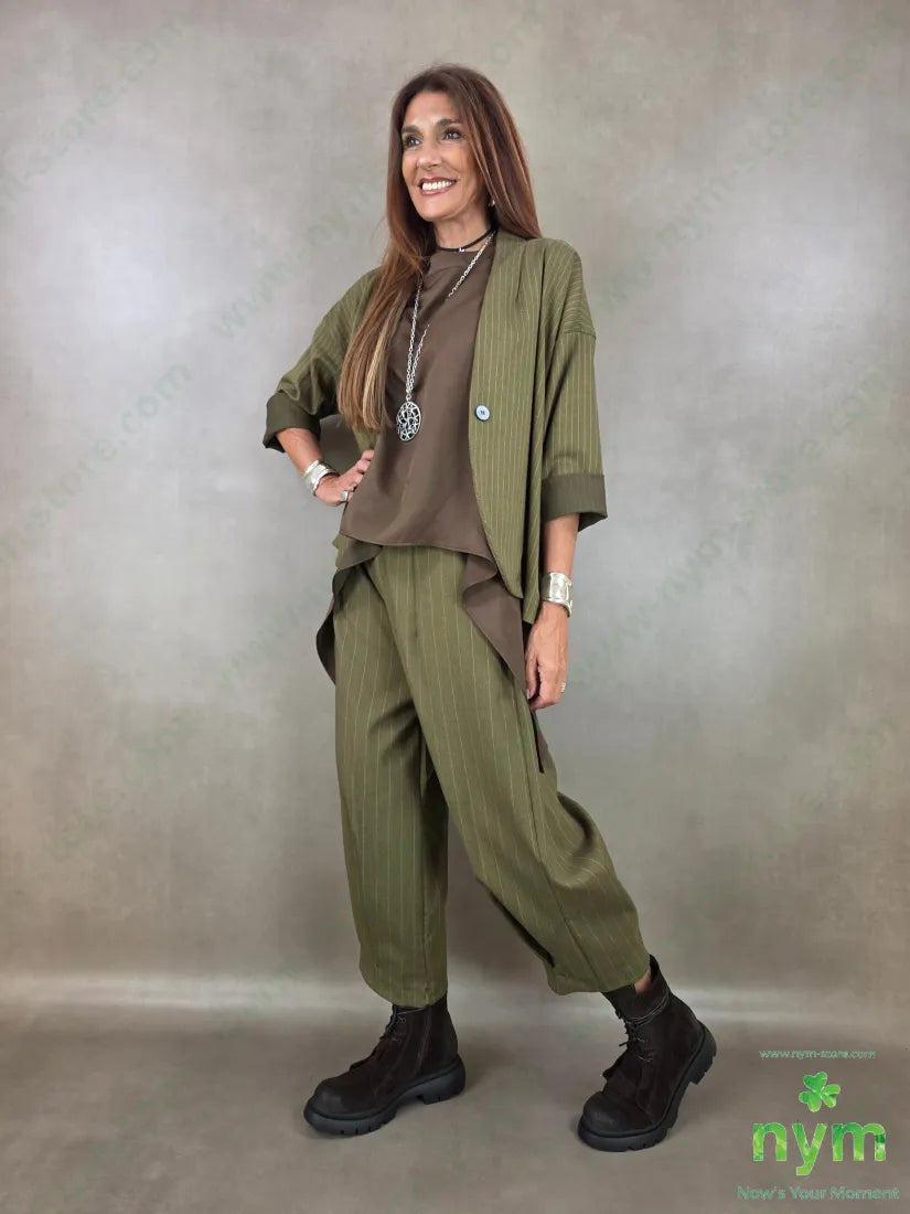 pantalone gessato wide pinces fondo 55vi41pl4ea - PANTALONE