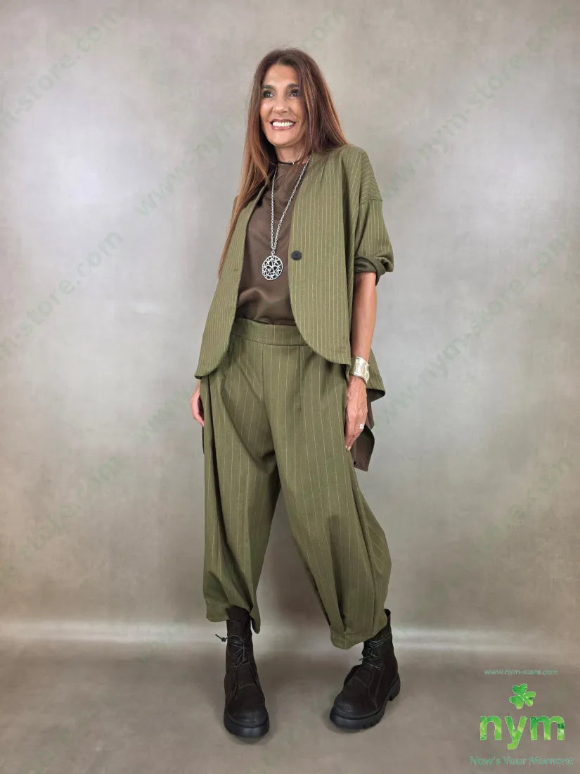 pantalone gessato wide pinces fondo 55vi41pl4ea - PANTALONE