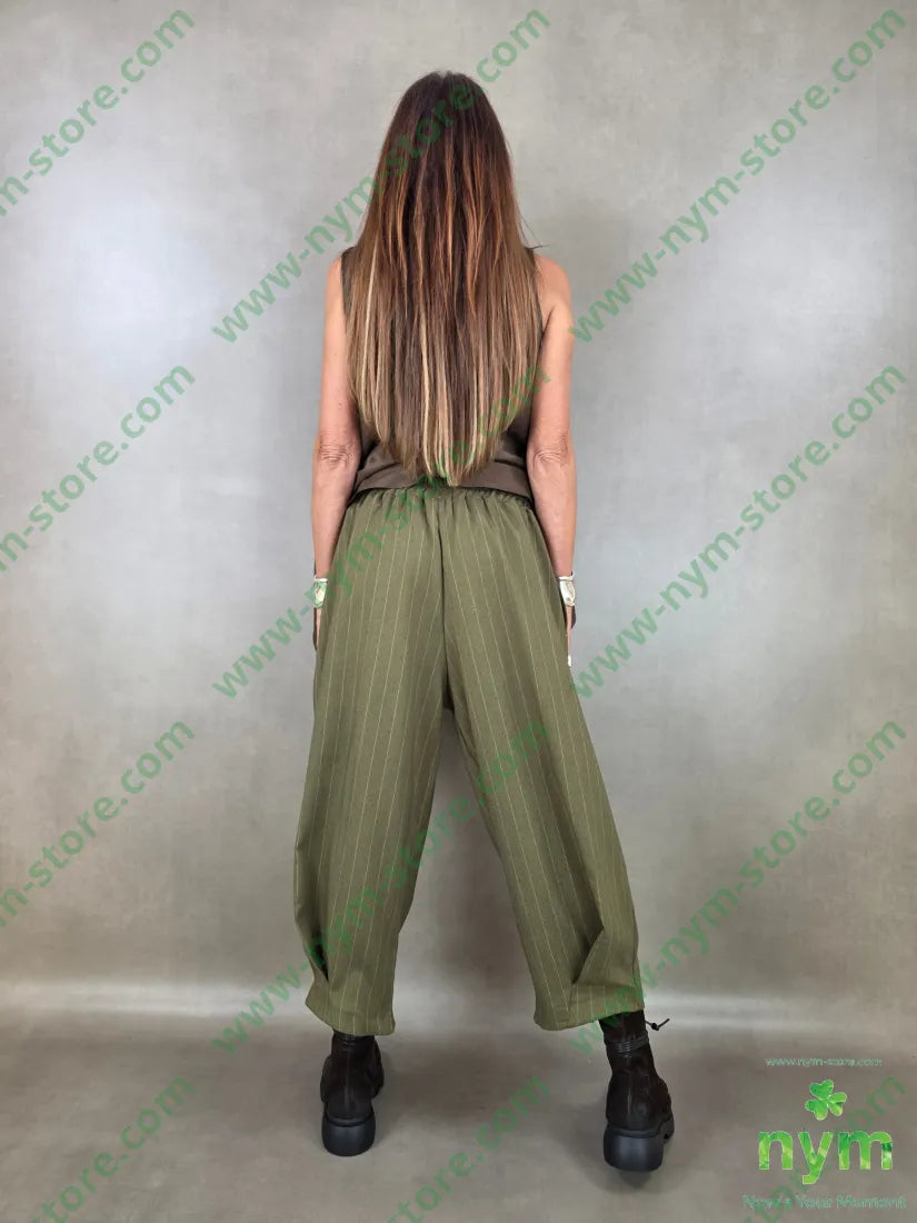 pantalone gessato wide pinces fondo 55vi41pl4ea - PANTALONE