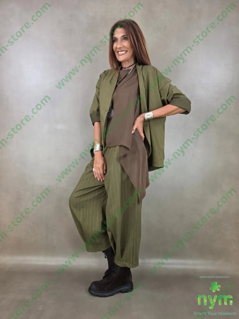 pantalone gessato wide pinces fondo 55vi41pl4ea - PANTALONE