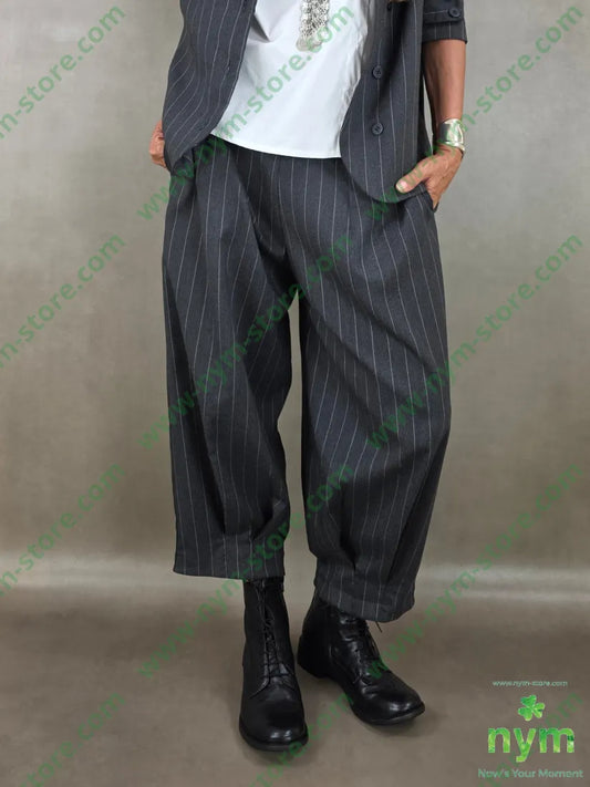 pantalone gessato wide pinces fondo 55vi41pl4ea - U / ANTRACITE / AI26 - PANTALONE