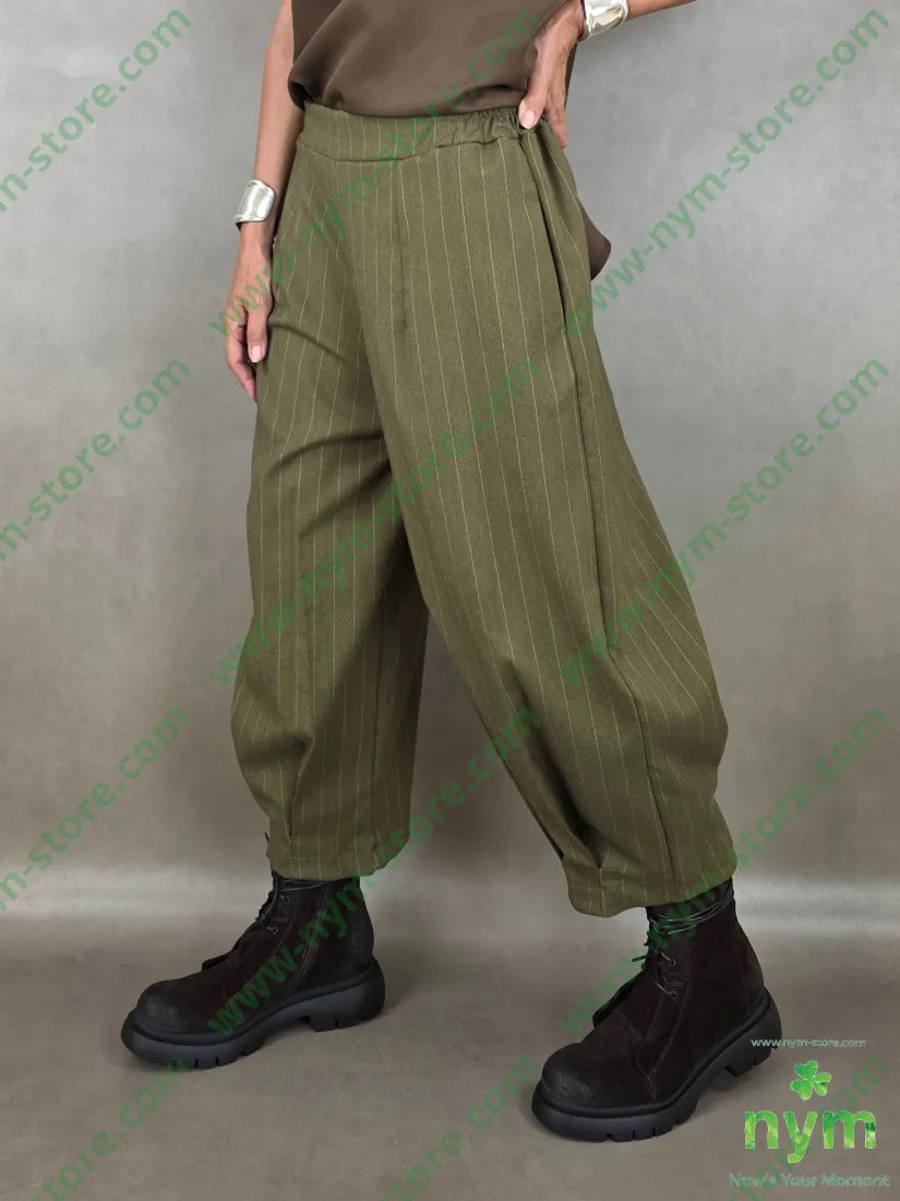 pantalone gessato wide pinces fondo 55vi41pl4ea - U / OLIO / AI26 - PANTALONE