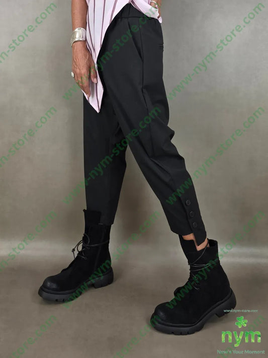 pantalone harem bottoni fondo 63pl35vi2ea - U / NERO / AI26 - PANTALONE