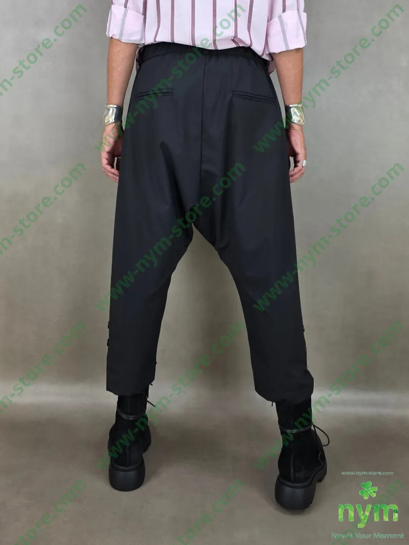 pantalone harem bottoni fondo 63pl35vi2ea - U / NERO / AI26 - PANTALONE