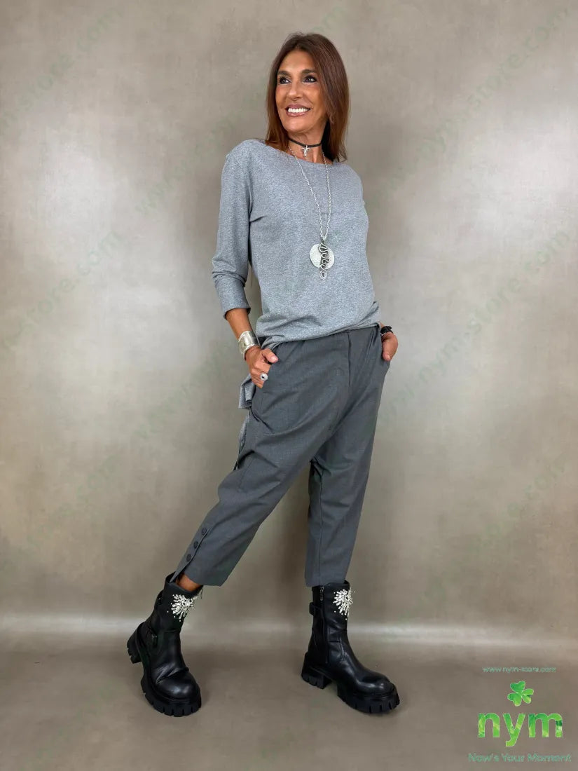 pantalone harem bottoni fondo 63pl35vi2ea - PANTALONE