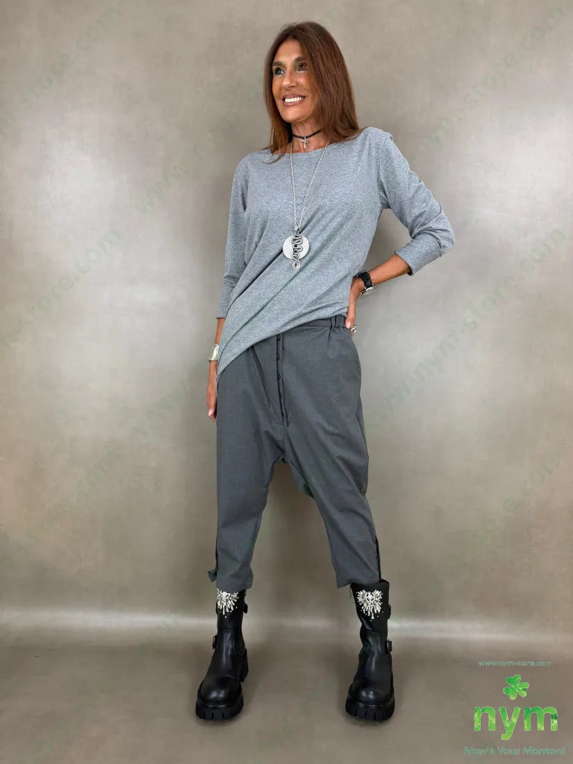 pantalone harem bottoni fondo 63pl35vi2ea - PANTALONE