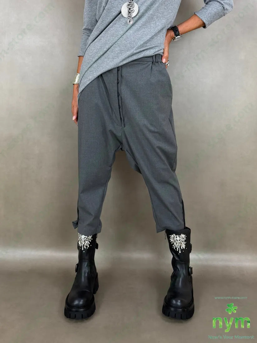 pantalone harem bottoni fondo 63pl35vi2ea - U / GRIGIO C. / AI26 - PANTALONE