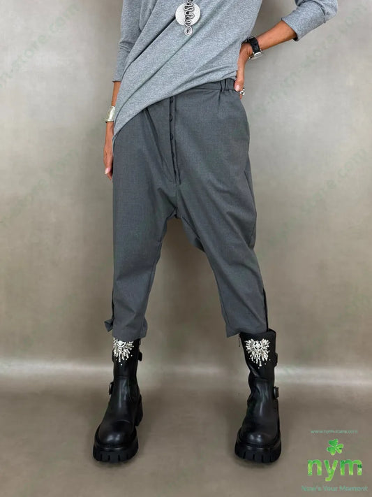 pantalone harem bottoni fondo 63pl35vi2ea - U / GRIGIO C. / AI26 - PANTALONE
