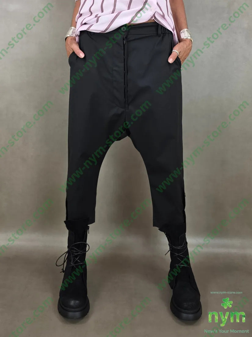 pantalone harem bottoni fondo 63pl35vi2ea - U / NERO / AI26 - PANTALONE