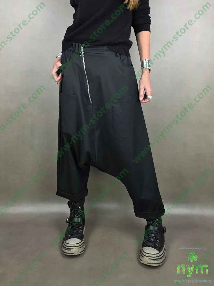 pantalone harem zip e tasconi 64pl33vi3ea U / NERO / PE26 PANTALONE
