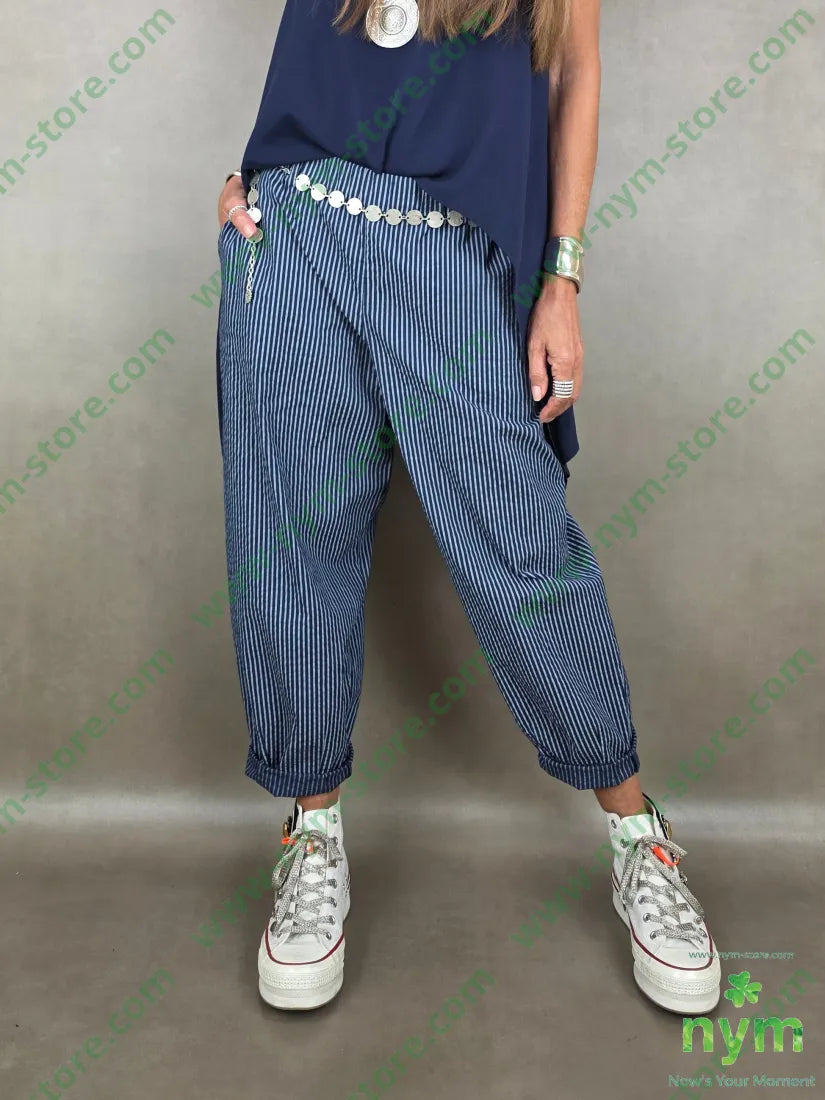 pantalone imbuto striped 98co2ea - S / BLU / PE26 - PANTALONE