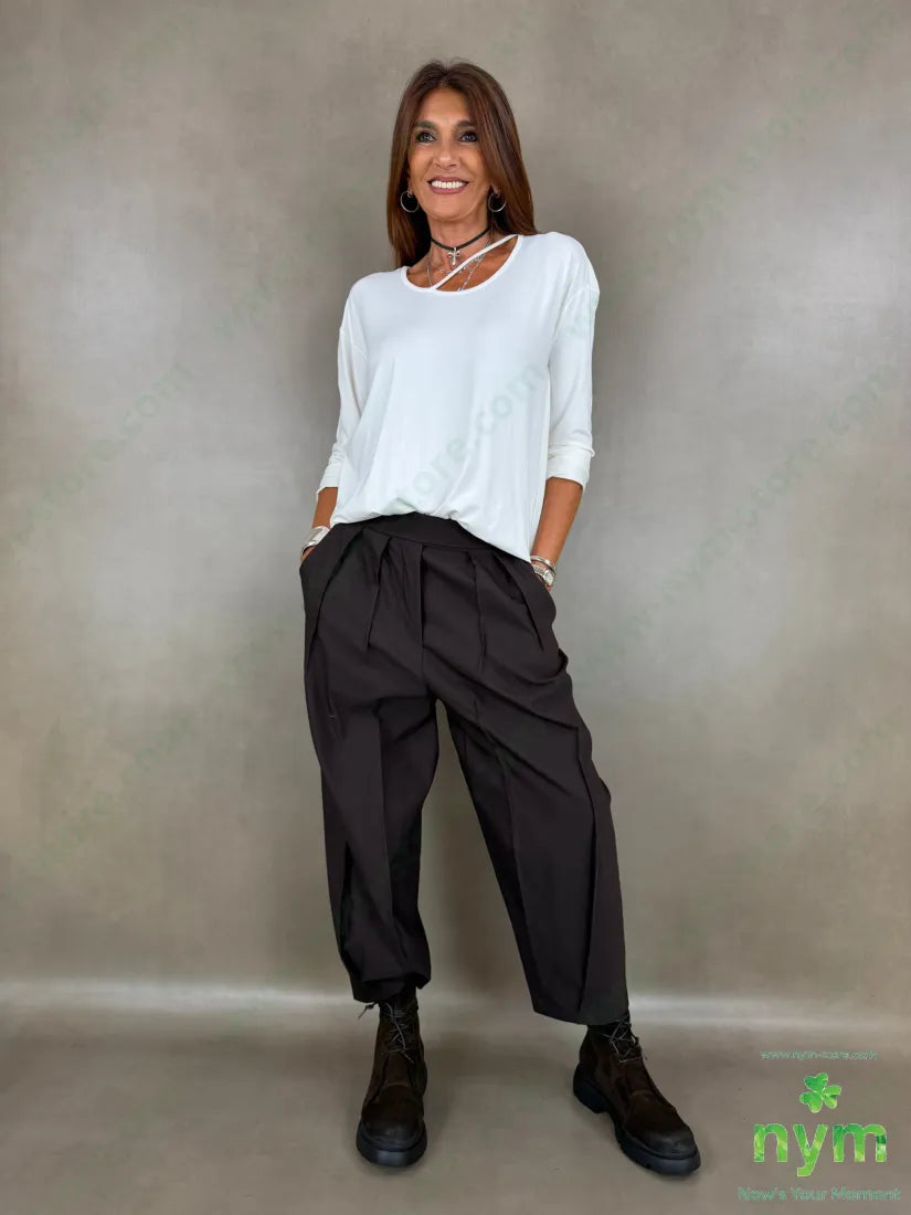 pantalone in bengalina pinces cucite 79vi19ny2ea - PANTALONE