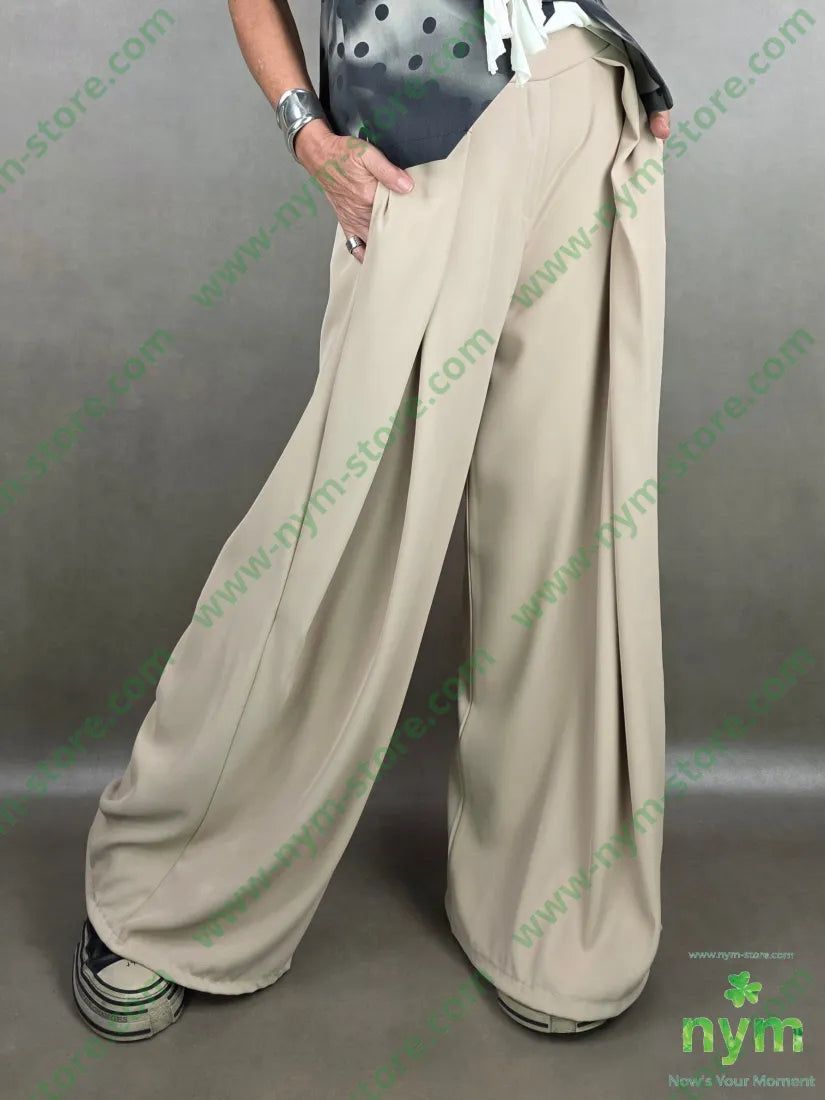 pantalone in crepes a palazzo 96pl4ea U / CAMMELLO / PE26 PANTALONE