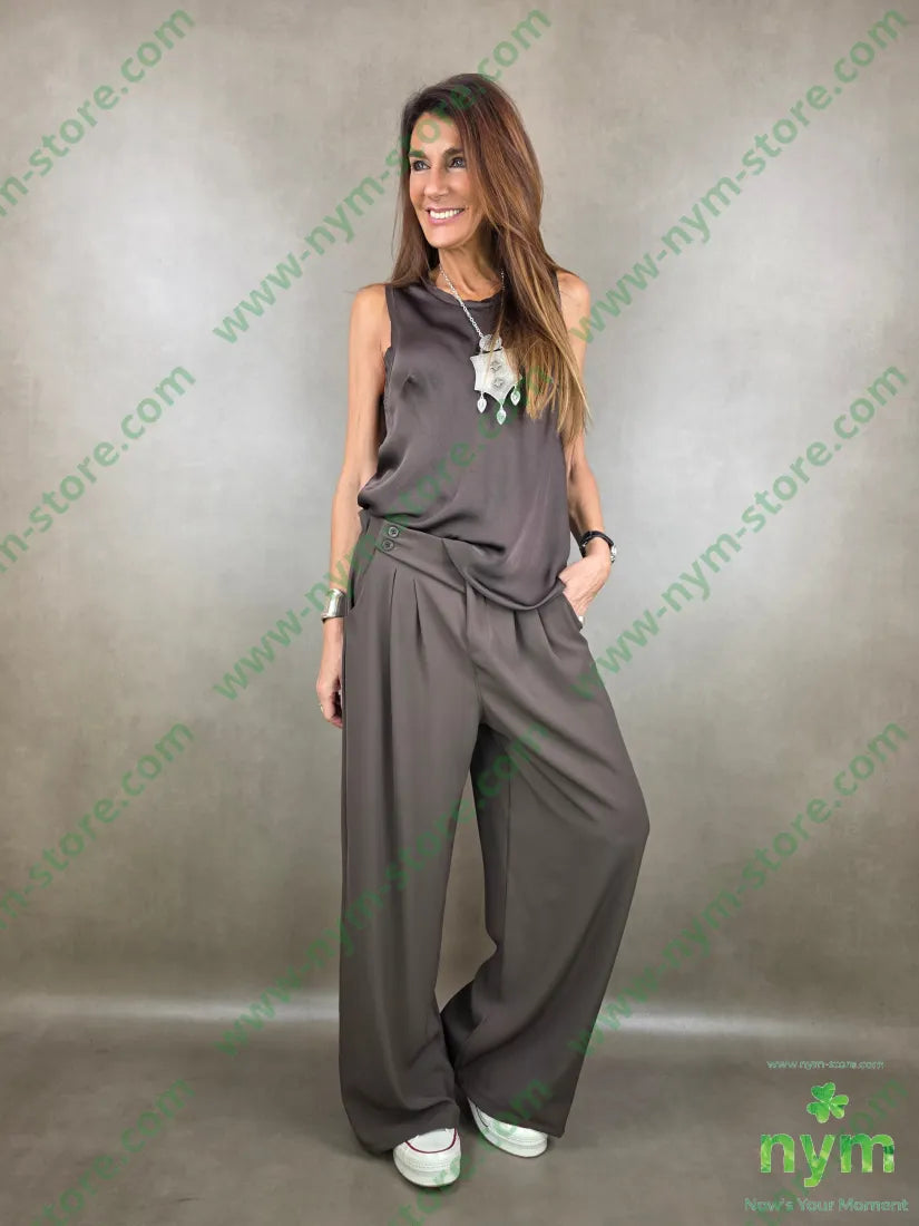 pantalone in crepes due bottoni 96pl4ea PANTALONE