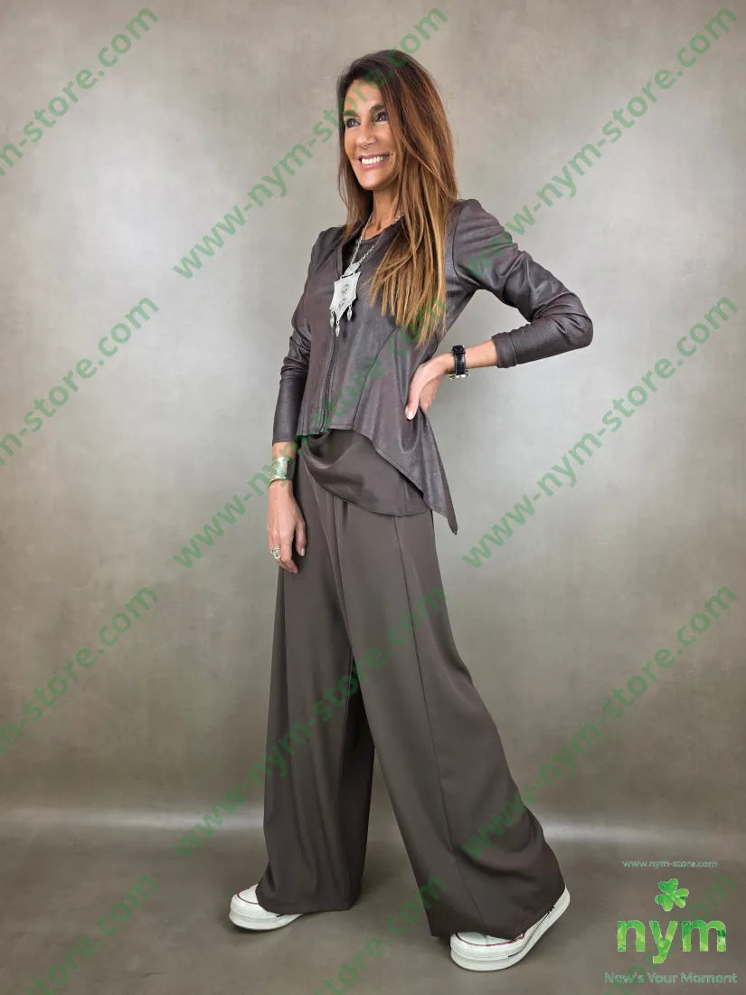 pantalone in crepes due bottoni 96pl4ea PANTALONE