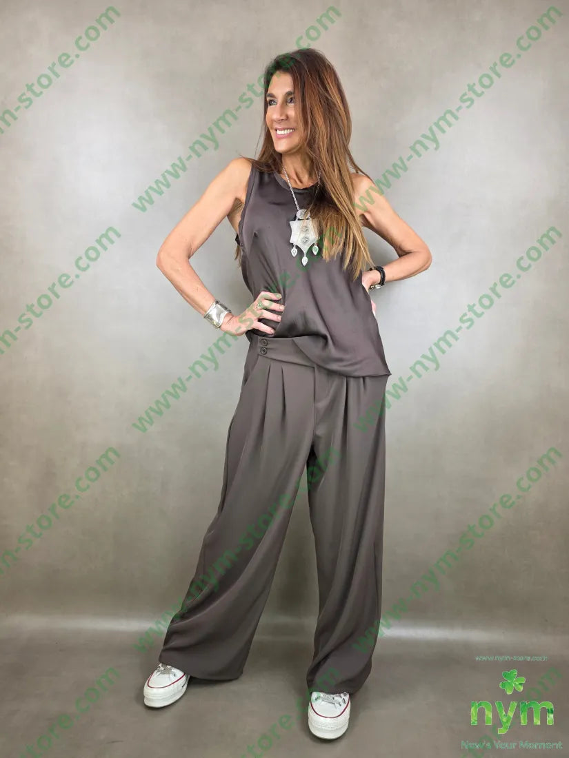 pantalone in crepes due bottoni 96pl4ea PANTALONE