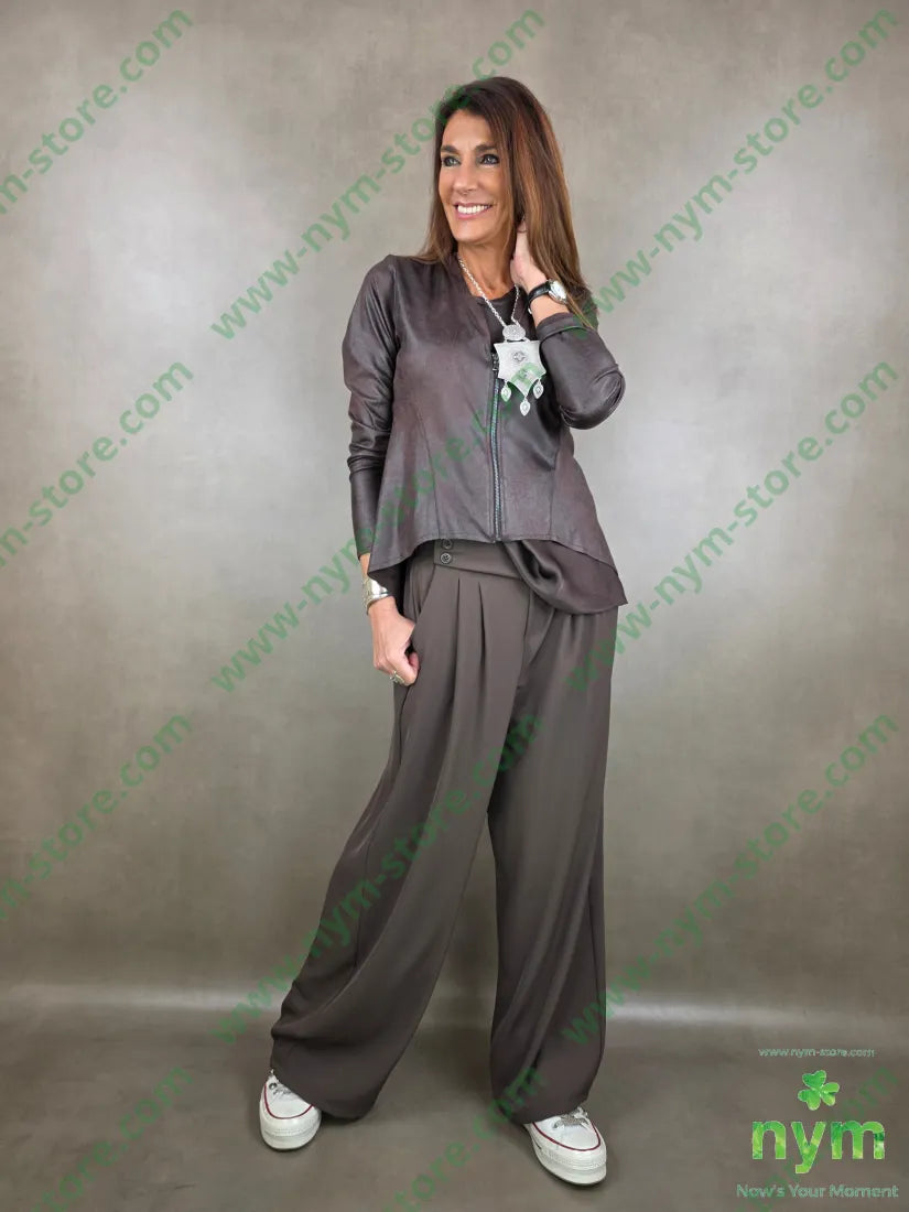 pantalone in crepes due bottoni 96pl4ea PANTALONE