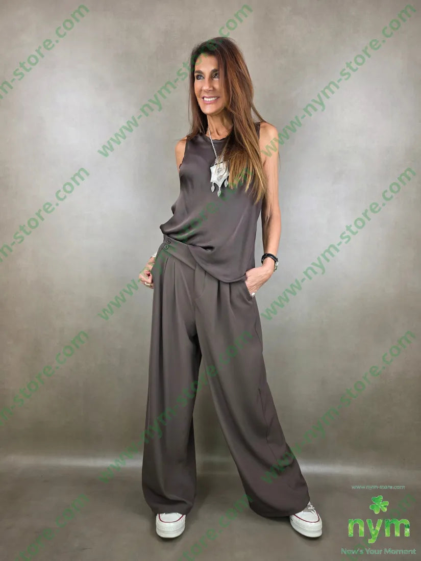 pantalone in crepes due bottoni 96pl4ea PANTALONE