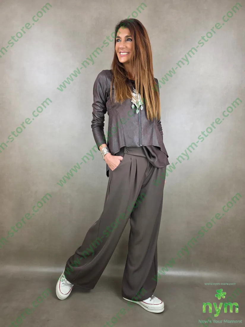 pantalone in crepes due bottoni 96pl4ea PANTALONE