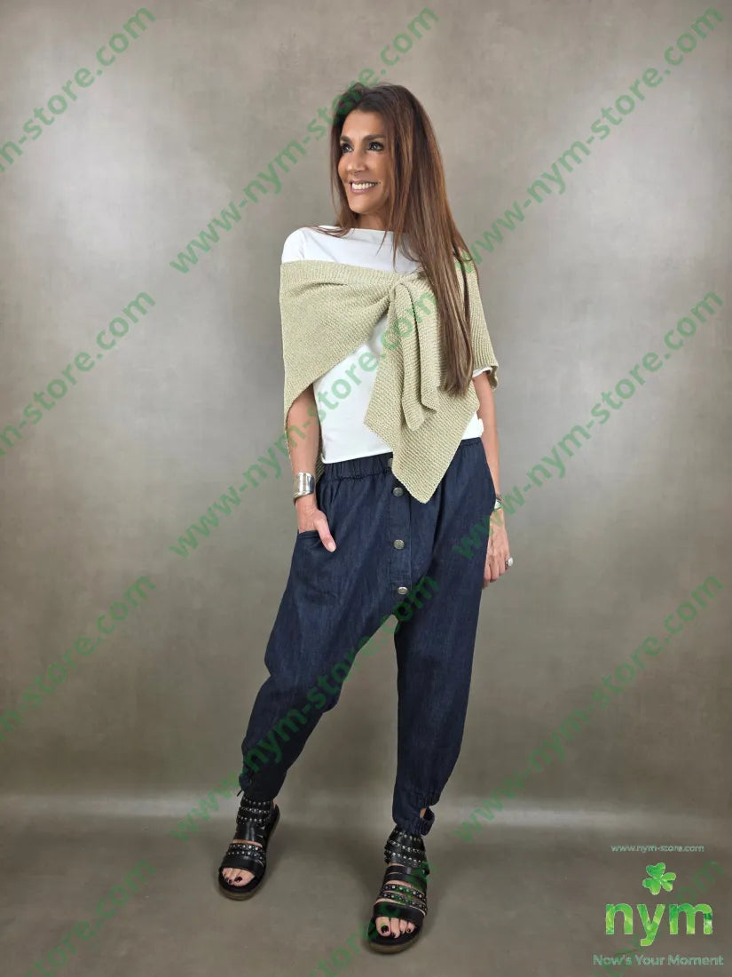 pantalone in denim scuro doppio polso 67co18li15vi - PANTALONE