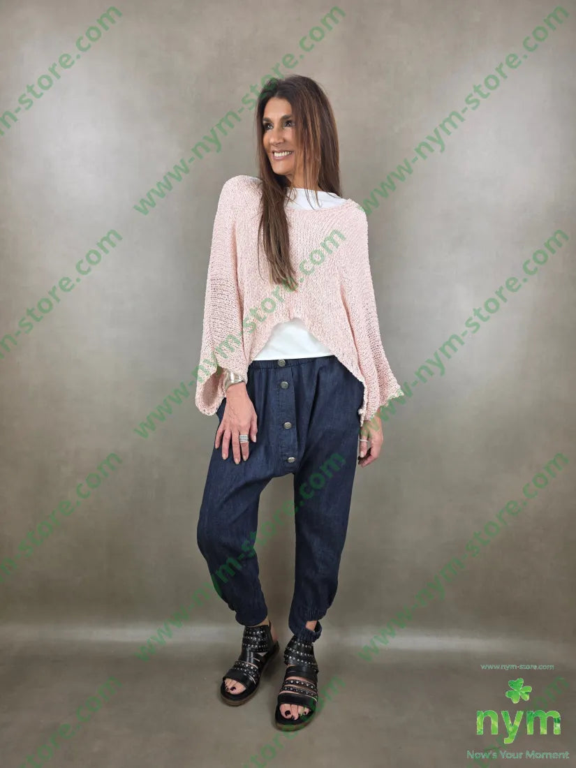 pantalone in denim scuro doppio polso 67co18li15vi - PANTALONE