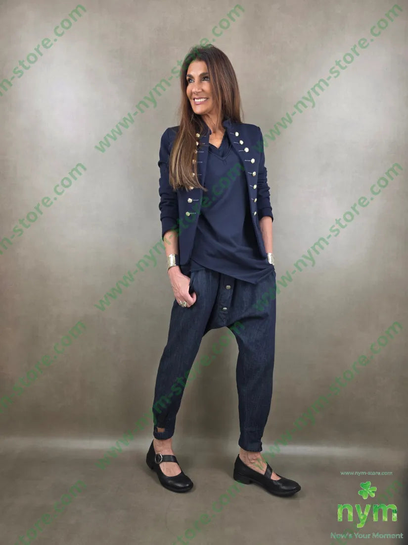 pantalone in denim scuro doppio polso 67co18li15vi - PANTALONE