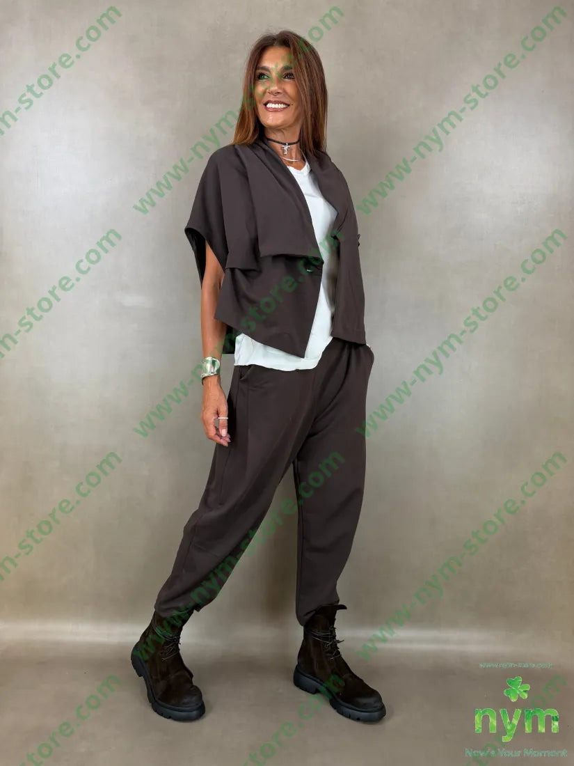 pantalone in felpa pinces gamba 100co - U / MARRONE / AI26 - PANTALONE