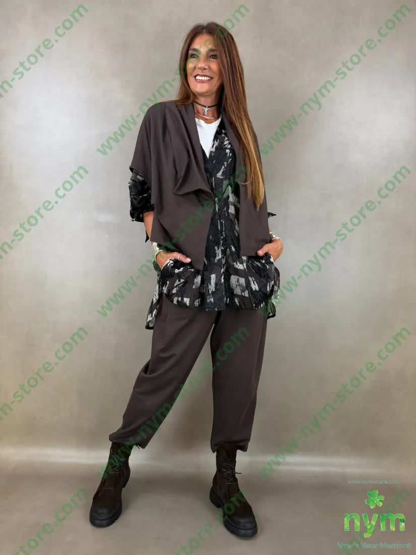 pantalone in felpa pinces gamba 100co - U / MARRONE / AI26 - PANTALONE