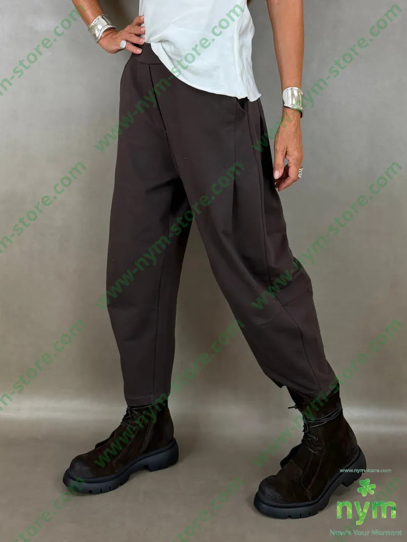 pantalone in felpa pinces gamba 100co - U / MARRONE / AI26 - PANTALONE