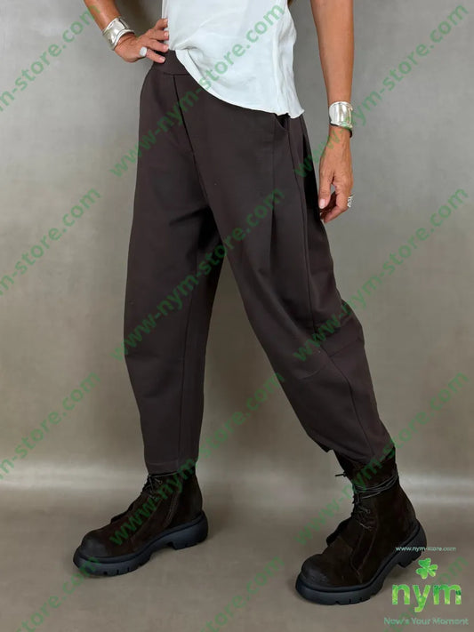 pantalone in felpa pinces gamba 100co - U / MARRONE / AI26 - PANTALONE