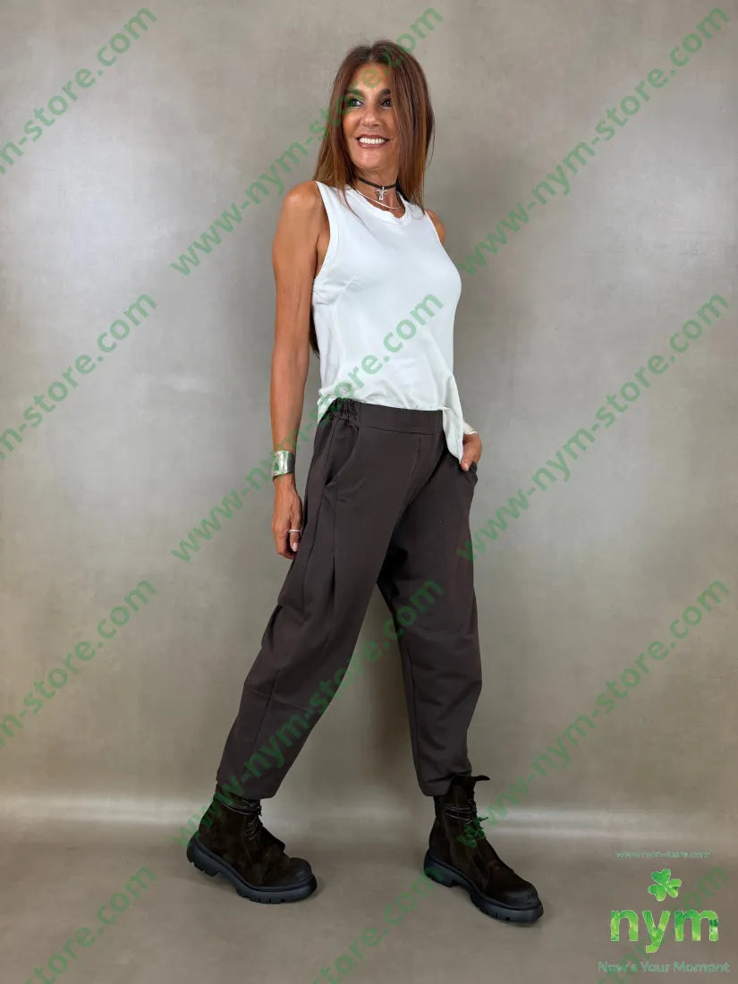 pantalone in felpa pinces gamba 100co - U / MARRONE / AI26 - PANTALONE