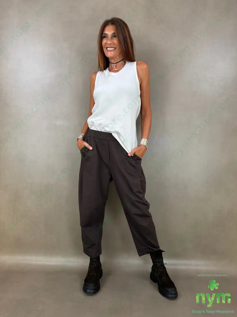 pantalone in felpa pinces gamba 100co - U / MARRONE / AI26 - PANTALONE