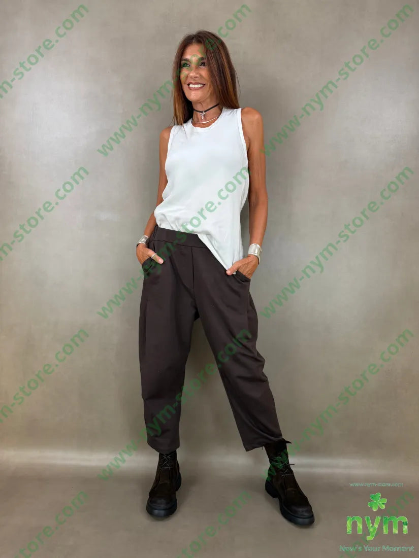 pantalone in felpa pinces gamba 100co - U / MARRONE / AI26 - PANTALONE