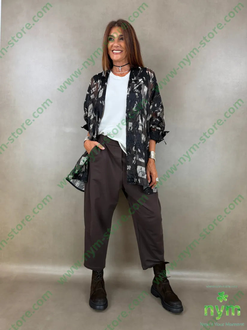 pantalone in felpa pinces gamba 100co - U / MARRONE / AI26 - PANTALONE