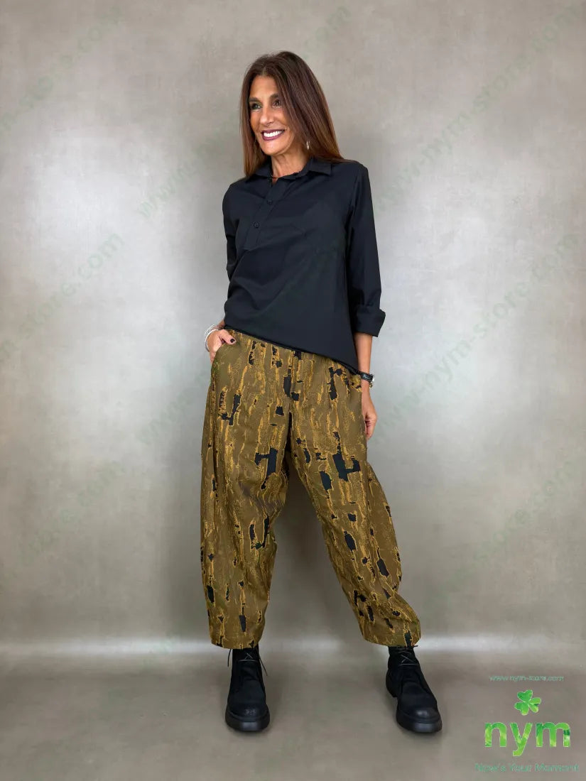 Pantalone inserto tulle tasche asola - PANTALONE