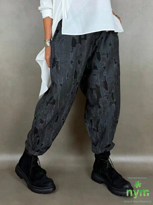 Pantalone inserto tulle tasche asola - U / ANTRACITE / AI26 - PANTALONE