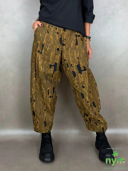 Pantalone inserto tulle tasche asola - U / SENAPE / AI26 - PANTALONE