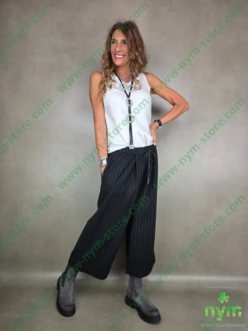 pantalone lana gessato gaucho 71pl12wv16wo1ea U / NERO / AI25 PANTALONE