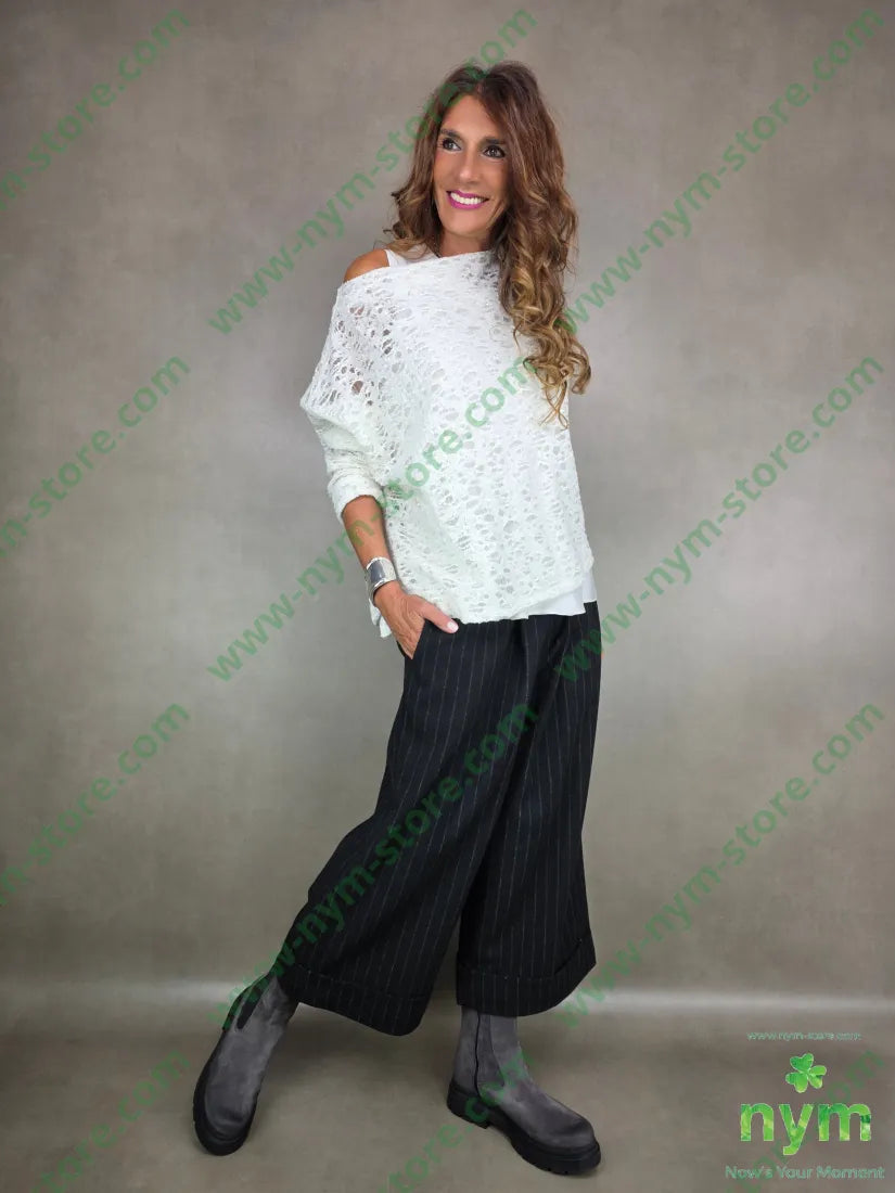 pantalone lana gessato gaucho 71pl12wv16wo1ea U / NERO / AI25 PANTALONE