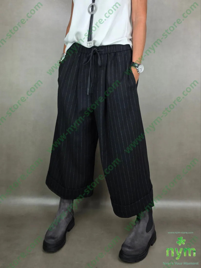 pantalone lana gessato gaucho 71pl12wv16wo1ea U / NERO / AI25 PANTALONE