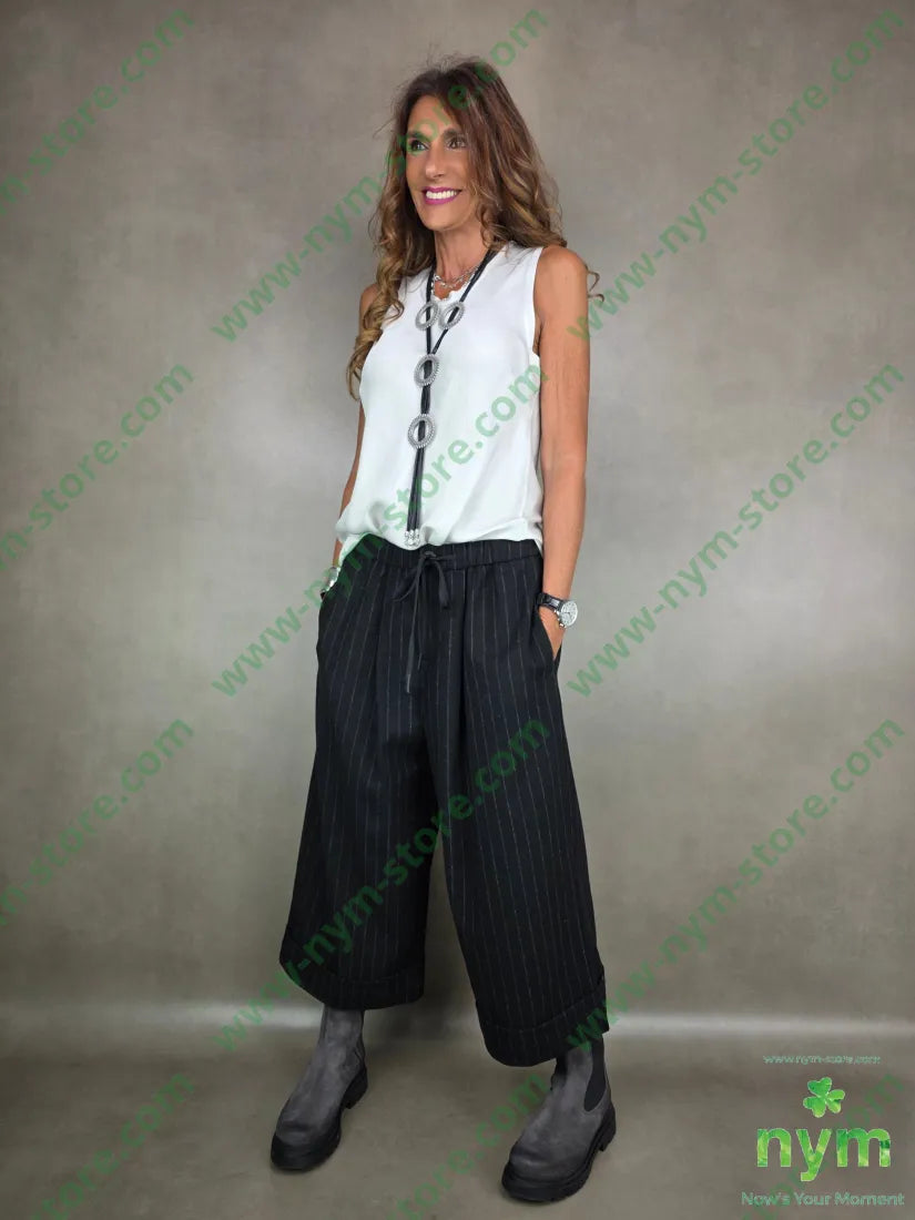 pantalone lana gessato gaucho 71pl12wv16wo1ea U / NERO / AI25 PANTALONE