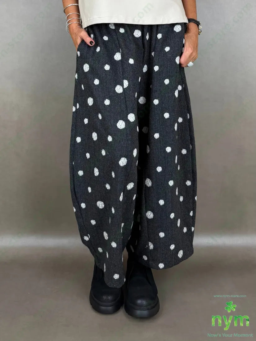 Pantalone largo tessuto pois ricamati - U / ANTRACITE / AI26 - PANTALONE