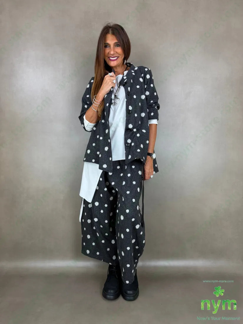 Pantalone largo tessuto pois ricamati - U / ANTRACITE / AI26 - PANTALONE