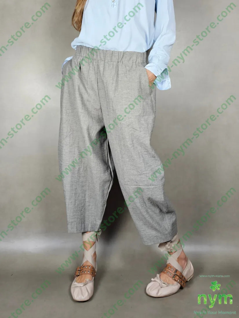 pantalone lino ad anfora 51pl40co9li U / FANGO / PE25 PANTALONE
