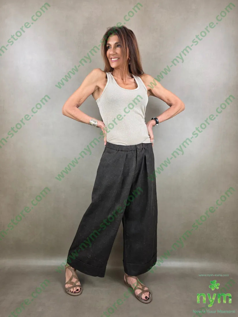 pantalone lyoncell effetto pelle invecchiata 93ly7li - U / MARRONE / PE26 - PANTALONE