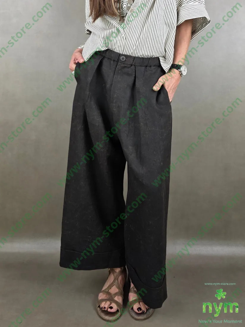 pantalone lyoncell effetto pelle invecchiata 93ly7li - U / MARRONE / PE26 - PANTALONE